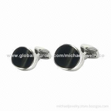 Stainless steel cufflinks with onyx, concise and lovely